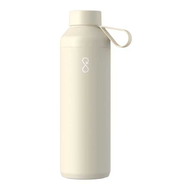 Kundengeschenk Trinkflasche Ocean Bottle Peak – sandstone – mit 48h Express-Logodruck 710ml isolierte Edelstahl-Vakuumflasche