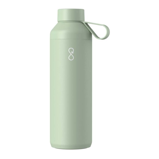 Firmengeschenk Trinkflasche Ocean Bottle Peak – hellgrün – mit 48h Express-Druck, 710ml, Edelstahl, isolierte Thermoskanne