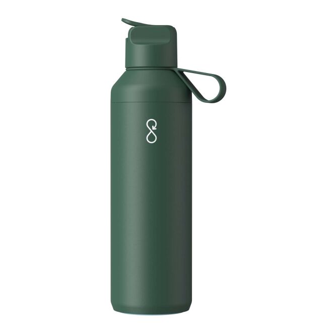 Mitarbeitergeschenk Trinkflasche Ocean Bottle Peak GO 710 ml – waldgrün – mit 48h Express-Logodruck aus recyceltem Edelstahl