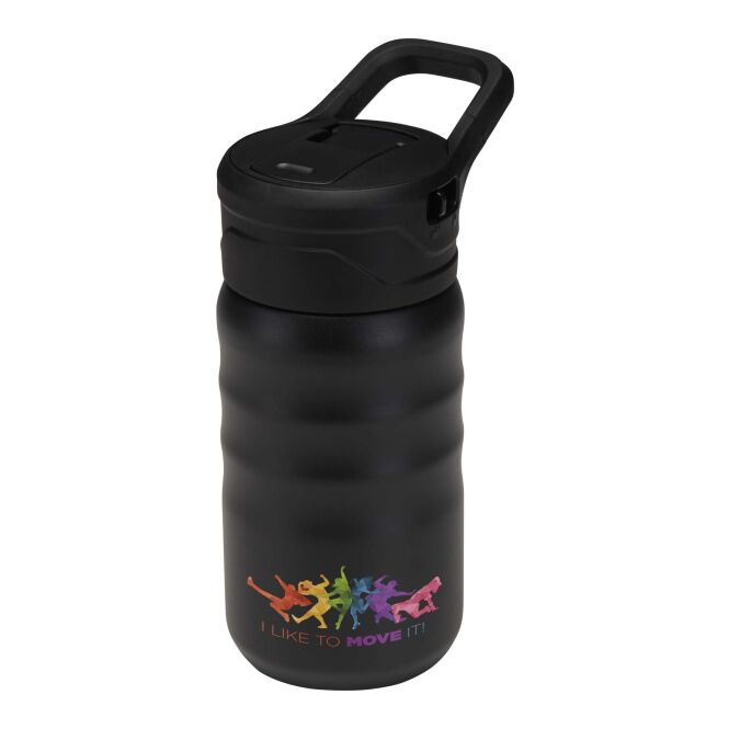 Firmengeschenk Knox 350 ml Trinkflasche – schwarz – mit 48h Express-Druck recycelt doppelwandig auslaufsicher vakuumisoliert nachhaltig