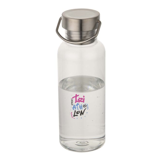 Werbeartikel Trinkflasche Thor – weiss – im 48h Express-Druck 600 ml nachhaltiges rPET auslaufsicher mit Trageschlaufe für Sportevents