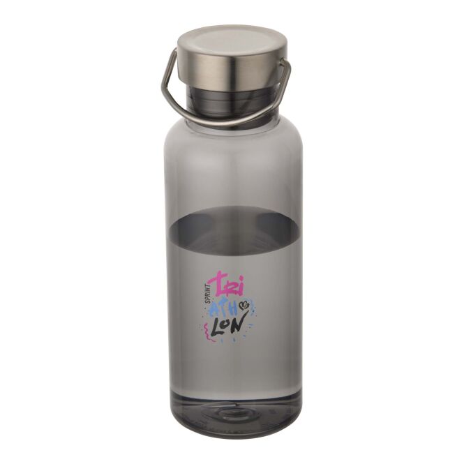 Werbeartikel Thor Trinkflasche – schwarz – mit 48h Express-Druck 600 ml nachhaltiges rPET auslaufsicher für Sportevents & Turniere