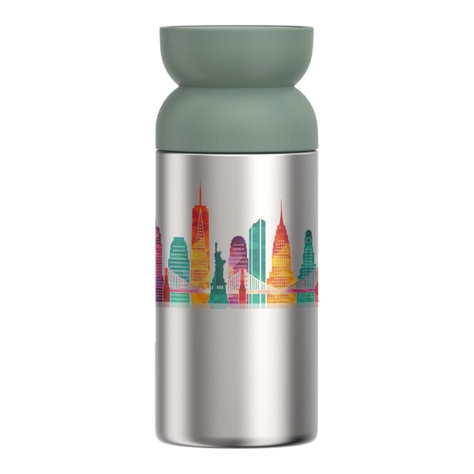 Mitarbeitergeschenk Thermobecher Mepal Ellipse – salbei – mit 48h Express-Druck 350ml aus Edelstahl, isolierter Kaffeebecher