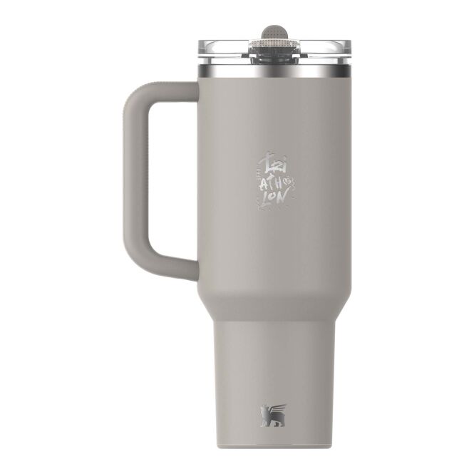 Firmengeschenk Stanley Quencher® ProTour – grau – mit 48h Express-Druck 1180 ml Thermobecher aus recyceltem Edelstahl für das Büro