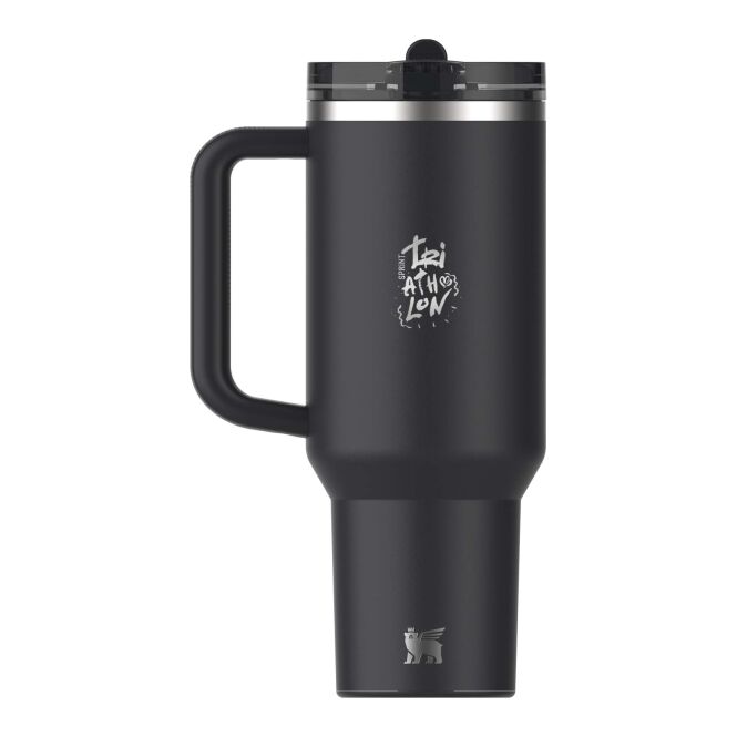 Firmengeschenk Thermobecher Stanley Quencher® ProTour – schwarz – im 48h Express-Druck 1180 ml nachhaltig für das Mitarbeiter-Onboarding
