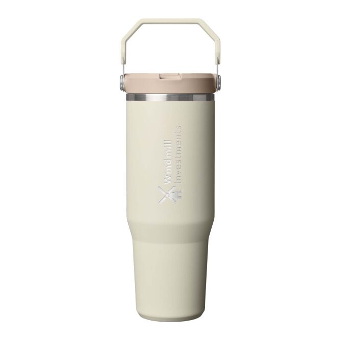 Kundengeschenk Thermobecher Stanley IceFlow™ 2.0 – creme – mit 48h Express-Druck 890 ml für Büroküche und Mitarbeiter-Onboarding