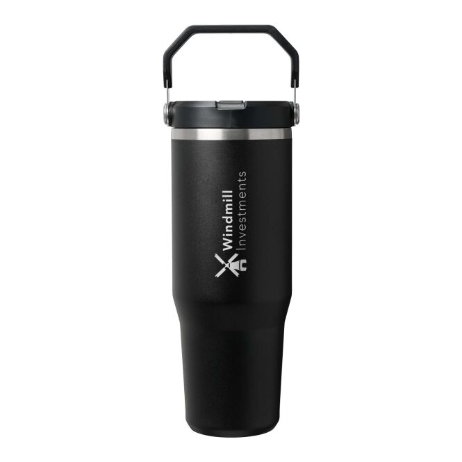 Kundengeschenk Thermobecher Stanley IceFlow 2.0 – schwarz – mit 48h Express-Druck 890 ml für das Mitarbeiter-Onboarding