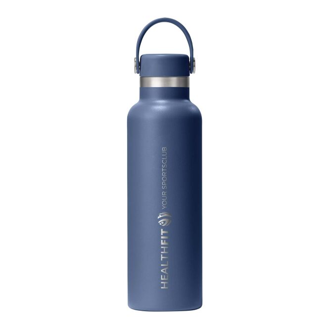 Firmengeschenk Thermosflasche Hydro Flask Standard Mouth – mittelblau – im 48h Express-Druck 621 ml vakuumisoliert auslaufsicher für das Onboarding