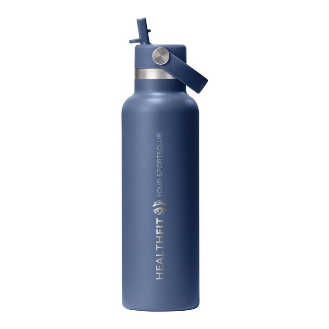 Firmengeschenk Thermosflasche Hydro Flask Standard Mouth – mittelblau – mit 48h Express-Druck 621 ml Edelstahl vakuumisoliert auslaufsicher
