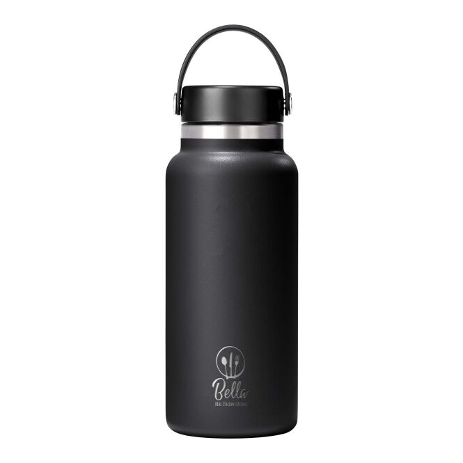 Firmengeschenk Hydro Flask Isolierte Trinkflasche – schwarz – mit 48h Express-Druck 946 ml Edelstahl vakuumisoliert auslaufsicher