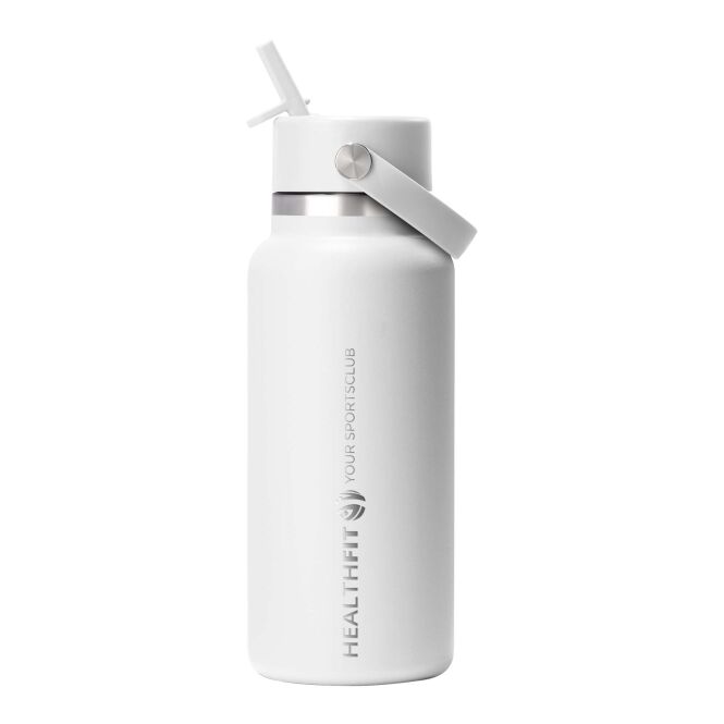 Firmengeschenk Hydro Flask Wide Mouth – weiss – mit 48h Express-Druck 946 ml Edelstahl vakuumisoliert auslaufsicher für das Onboarding