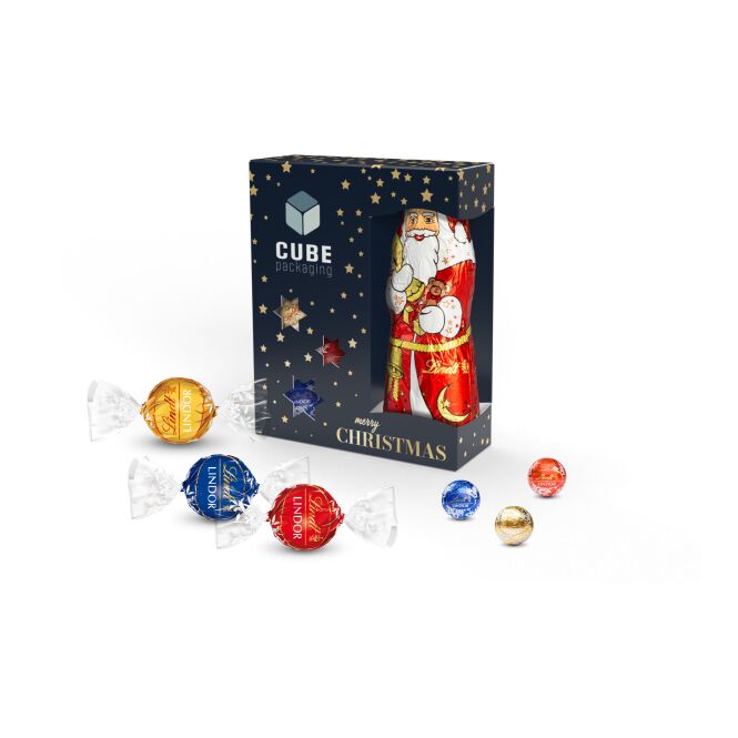 Firmengeschenk Lindt Nikolaus Mix – weihnachten – mit individuellem Werbeaufdruck 40 g als Weihnachtsgeschenk für Kunden und Partner