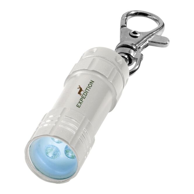 Werbeartikel Taschenlampe Astro – silber – mit edler Lasergravur 3 LEDs batteriebetrieben kompakter Lichtspender