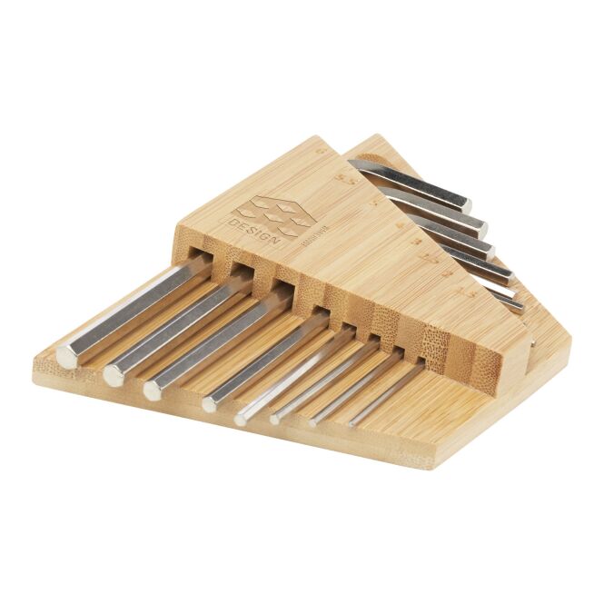 Mitarbeitergeschenk Inbusschlüsselsatz Allen – natur – mit 48h Express-Logodruck 8-tlg. Kohlenstoffstahl 1.5-6mm nachhaltiges Werkzeug