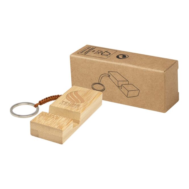 Werbeartikel Bosona Handyhalter aus Bambus – holz – mit Gravur 48h Express-Gravur nachhaltig für den Büroalltag und Technik-Messen