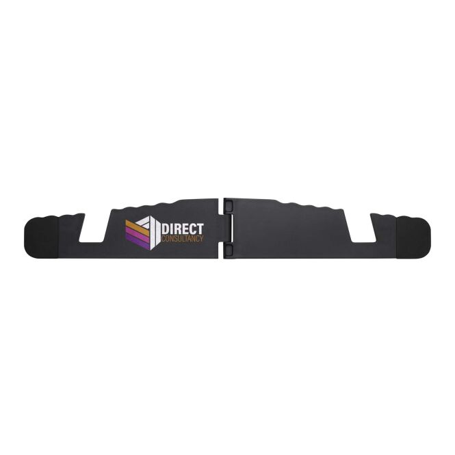 Werbeartikel Buna Handyhalter – schwarz – mit Logo bedruckt 48h Express-Druck nachhaltig aus recyceltem Kunststoff für den Büroalltag