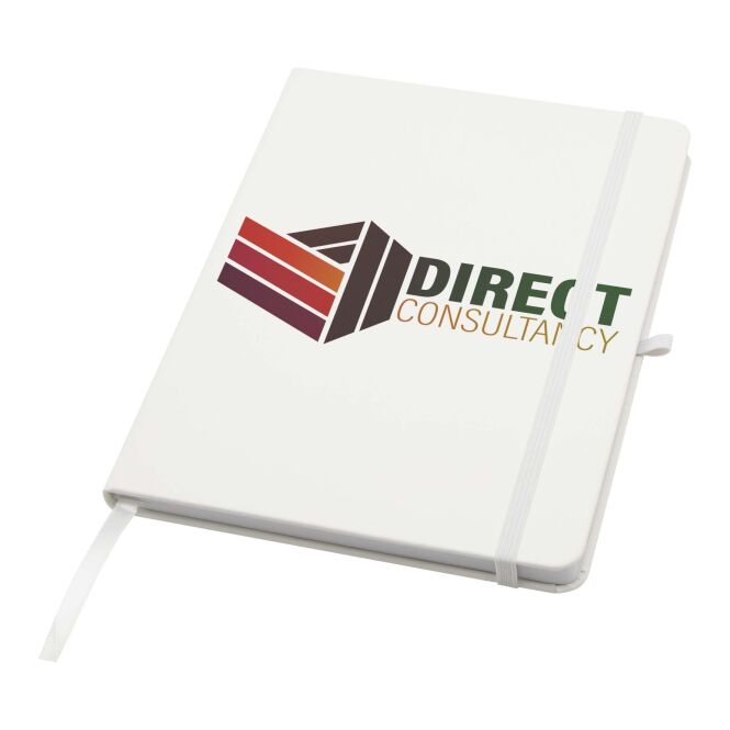 Mitarbeitergeschenk Notizbuch Teak A5 – weiss – mit 48h Express-Werbedruck 96 Blatt Recyclingkarton nachhaltiges Journal für CSR