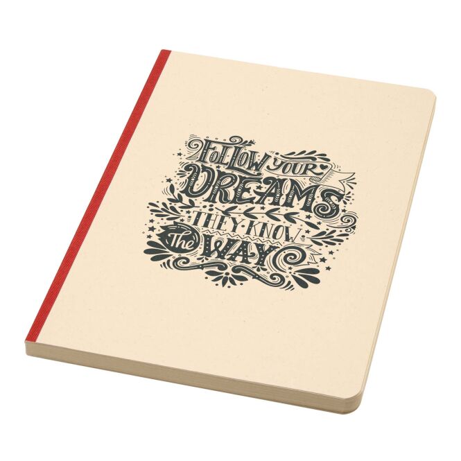 Mitarbeitergeschenk Notizbuch Liliana A5 – brick – mit 48h Express-Werbedruck aus Zuckerrohr & RPET, 72 Blatt, nachhaltiges Journal