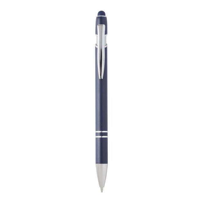 Premium-Werbeartikel Kugelschreiber Kish – navy – mit 48h Express-Logodruck, recyceltes Aluminium, 800m Schreiblänge, nachhaltiges Schreibgerät