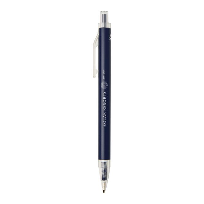 Firmengeschenk Spectrum Metall-Kugelschreiber – navy – mit Logo bedruckt 48h Express-Druck blau schreibend Druckkugelschreiber für Konferenzen