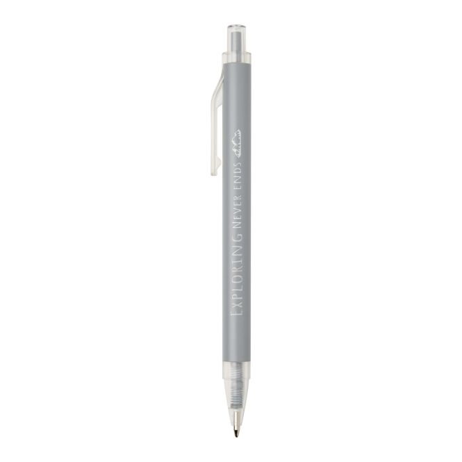 Firmengeschenk Kugelschreiber Spectrum – grau – mit Logo bedruckt 48h Express-Druck blau schreibend Druckkugelschreiber für den Büroalltag
