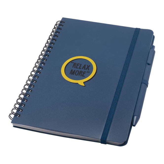 Mitarbeitergeschenk Notizbuch Thalaasa A5 – ozeanblau – mit 48h Express-Logodruck 80 Blatt 70g Papier aus rPET nachhaltiges Journal CSR