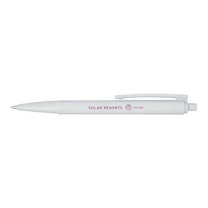 Mitarbeitergeschenk Kugelschreiber Elsa – weiss – mit 48h Express-Werbedruck, 100% Recycling-Kunststoff, 1800m, nachhaltiges Schreibgerät