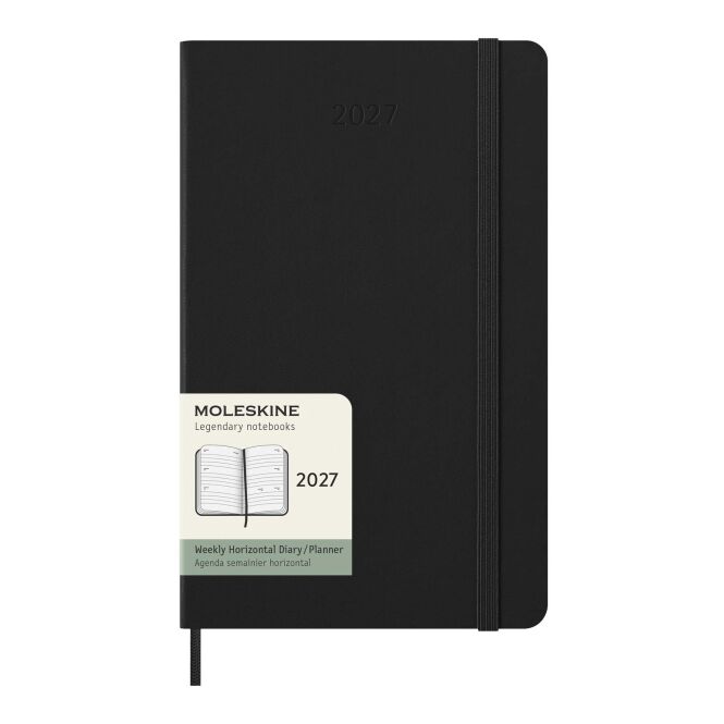 Mitarbeitergeschenk Notizbuch Moleskine L – schwarz – mit 48h Express-Werbedruck 12 Monate Wochenplaner FSC-Papier nachhaltiges Journal