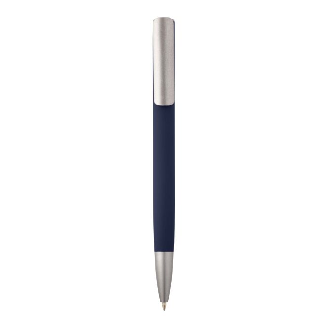 Firmengeschenk Kugelschreiber Ziggur – navy – mit Gravur 48h Express-Gravur blau schreibend für die Büroausstattung aus recyceltem Aluminium