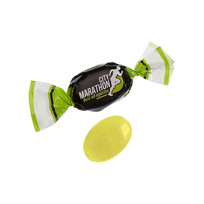 Streuartikel DEXTRO ENERGY Bonbons – mit dextrosefüllung und vitamin c – mit individuellem Etikett für Werbemittel auf Messen und Events