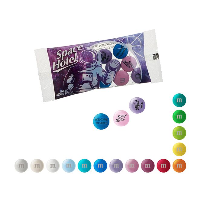 Werbeartikel M&M'S Schokolinsen im Bag – schokolade – mit individuellem Werbeaufdruck 40 Tütchen als Werbemittel für Messen und Events