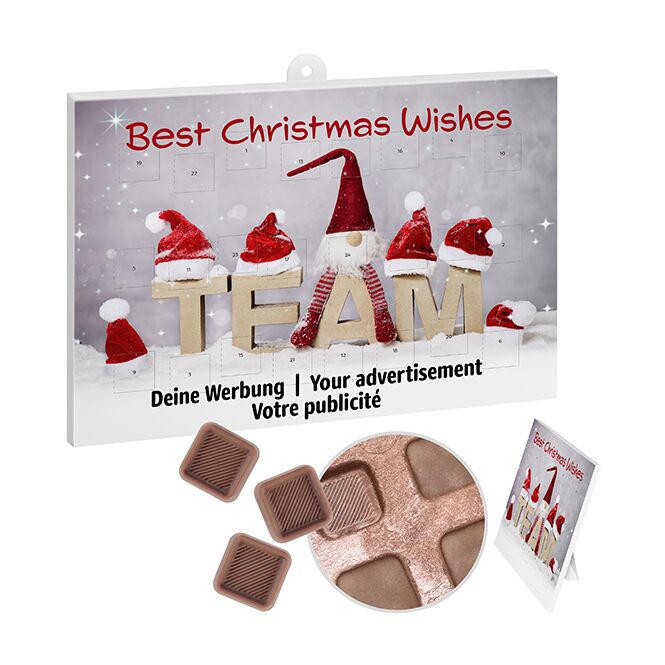 Firmengeschenk reinpapier® Classic-Adventskalender – weihnachtliches design – mit individuellem Werbeaufdruck 24 Stück als Weihnachtsgeschenk für Mitarbeiter