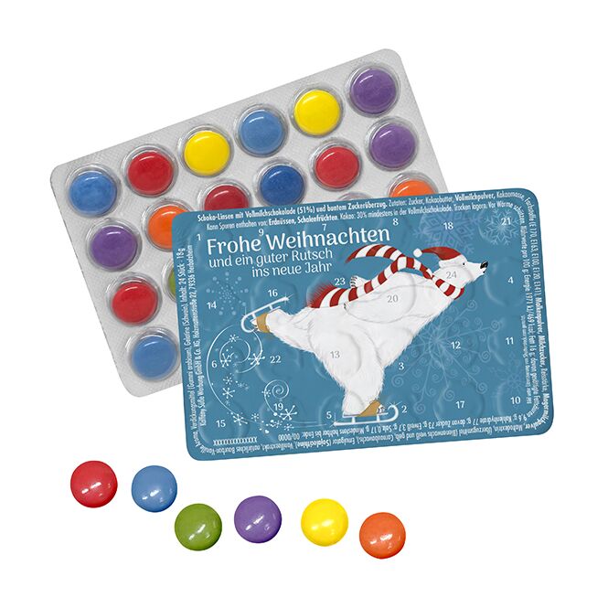 Firmengeschenk Kleinster Adventskalender der Welt Standard – adventskalender mit Werbeaufdruck – als Weihnachtsgeschenk für Kunden und Partner