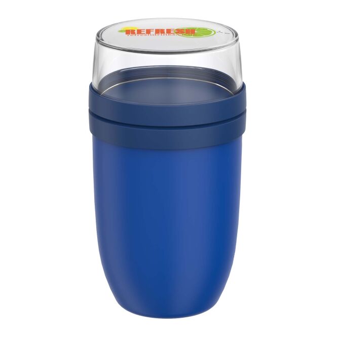 Mitarbeitergeschenk Lunchpot Mepal Ellipse – vivid blue – mit 48h Express-Druck 750+300ml isolierter Speisebehälter für das Büro