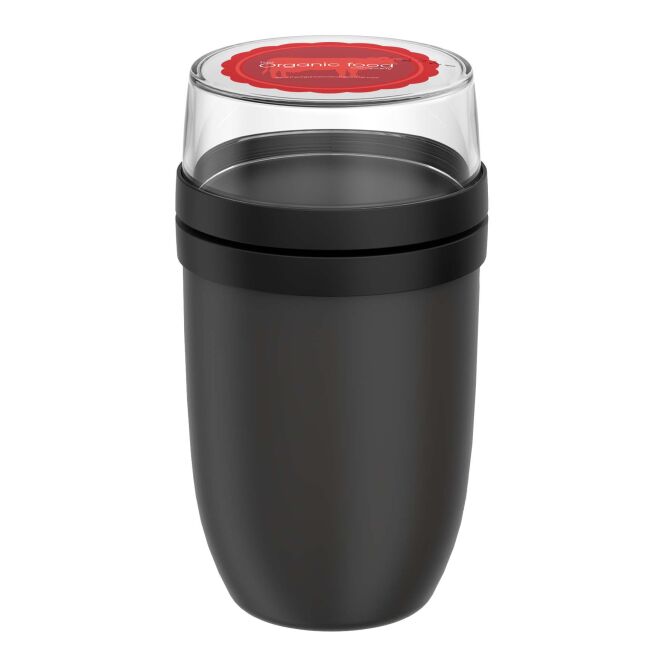 Mitarbeitergeschenk Lunchpot Mepal Ellipse 750+300ml – schwarz – mit 48h Express-Druck isolierter Speisebehälter für das Büro