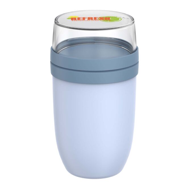 Mitarbeitergeschenk Lunchpot Mepal Ellipse – blau – mit 48h Express-Druck 750+300ml isolierter Essensbehälter für das Büro