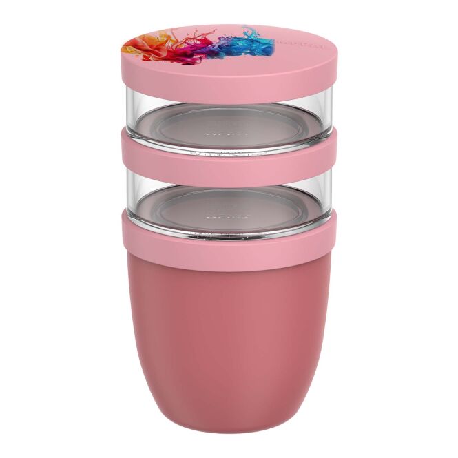 Firmengeschenk Lunchpot Mepal Ellipse – rosa – mit 48h Express-Druck 500+2x200ml Isolierbehälter für die gesunde Verpflegung