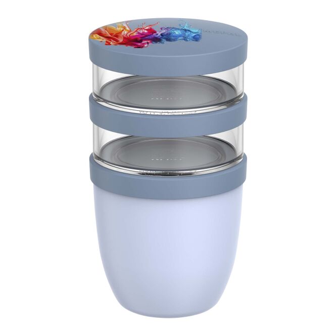 Mitarbeitergeschenk Lunchpot Mepal Ellipse – blau – mit 48h Express-Logodruck 500ml+400ml isolierter Speisebehälter für das Büro