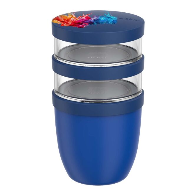 Mitarbeitergeschenk Lunchpot Mepal Ellipse – vivid blue – mit 48h Express-Druck, 500ml+2x200ml, isolierter Speisebehälter