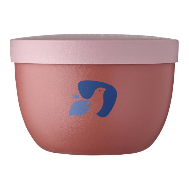 Mitarbeitergeschenk Snackpot Mepal Ellipse – rosa – mit 48h Express-Druck 350ml Snackbehälter für den Firmenalltag
