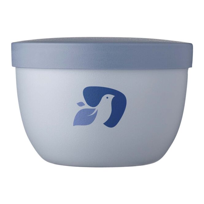 Mitarbeitergeschenk Snackpot Mepal Ellipse – transparent blau – mit 48h Express-Druck 350ml Vorratsbehälter für Firmenevents