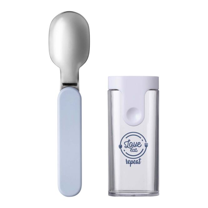Mitarbeitergeschenk Faltlöffel Mepal Ellipse – transparent blau – mit 48h Express-Druck, BPA-frei, idealer Essbesteck-Artikel