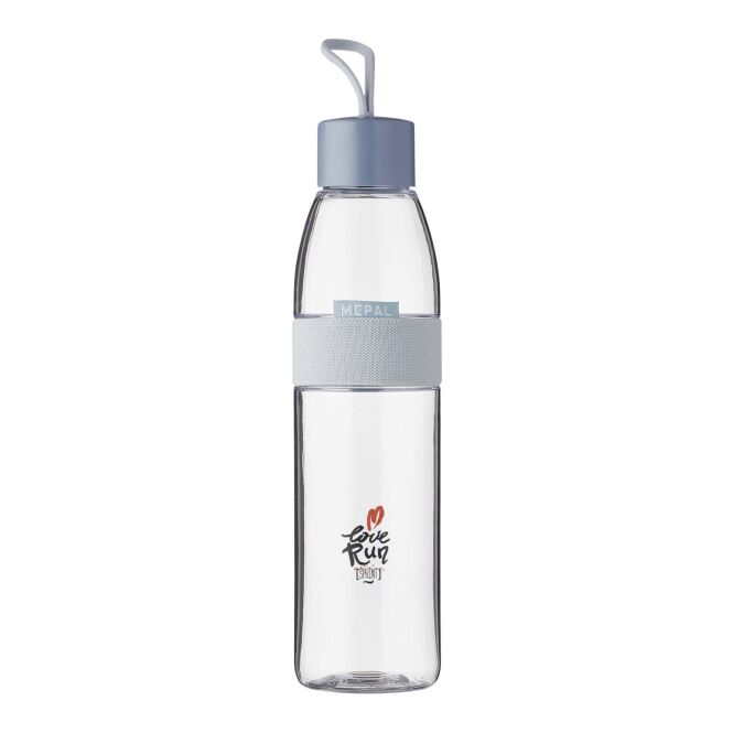 Firmengeschenk Trinkflasche Mepal Ellipse – transparent blau – mit 48h Express-Druck 700ml BPA-frei auslaufsicherer Wasserflasche