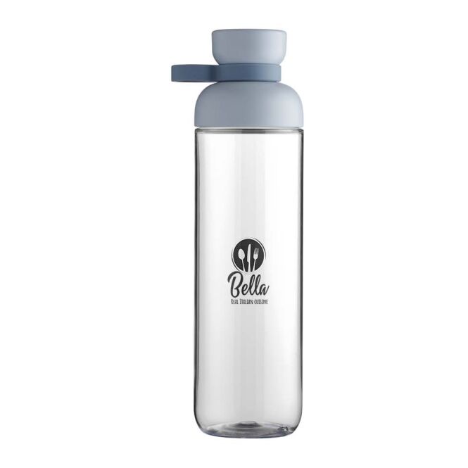 Mitarbeitergeschenk Trinkflasche Mepal Vita – transparent blau – mit 48h Express-Druck 900ml BPA-frei idealer Sport-Trinkbehälter
