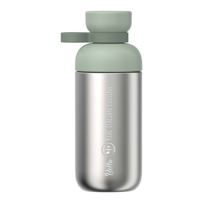 Mitarbeitergeschenk Trinkflasche Mepal Vita – salbei – mit 48h Express-Logodruck 500ml recycelter Edelstahl für Firmenauftritt