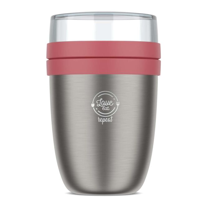 Mitarbeitergeschenk Lunchpot Mepal Ellipse 2.0 – rosa – mit 48h Express-Logodruck 700ml isolierter Speisebehälter für das Büro