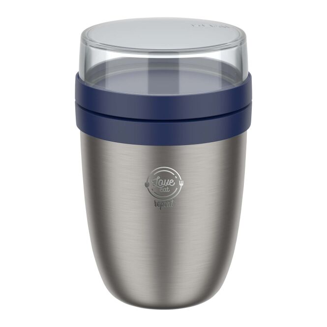 Firmengeschenk Lunchpot Mepal Ellipse 2.0 – vivid blue – mit 48h Express-Druck 500ml/200ml Isolierbehälter für Firmenkantinen
