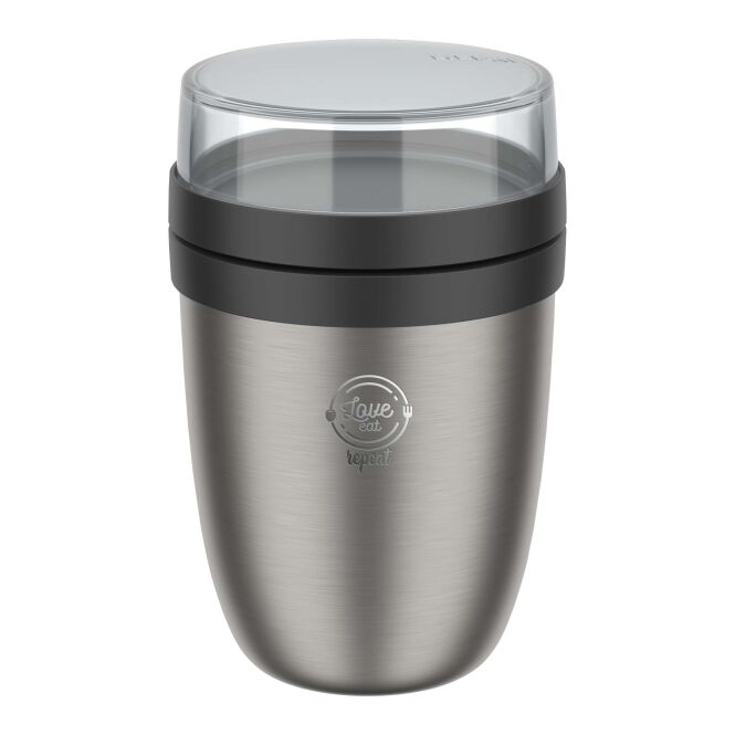 Mitarbeitergeschenk Lunchpot Mepal Ellipse 2.0 – schwarz – mit 48h Express-Druck 700ml Isolierbehälter für Firmenjubiläen