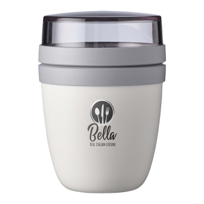 Mitarbeitergeschenk Lunchpot Mepal Ellipse Mini – weiss – mit 48h Express-Logodruck 300ml 120ml auslaufsicherer Snackbecher