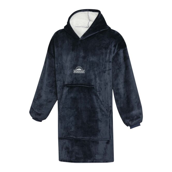 Kundengeschenk Denali Hoodie-Decke – dunkelblau – mit hochwertigem Stick für Firmen-Events aus nachhaltigem GRS-Polyester